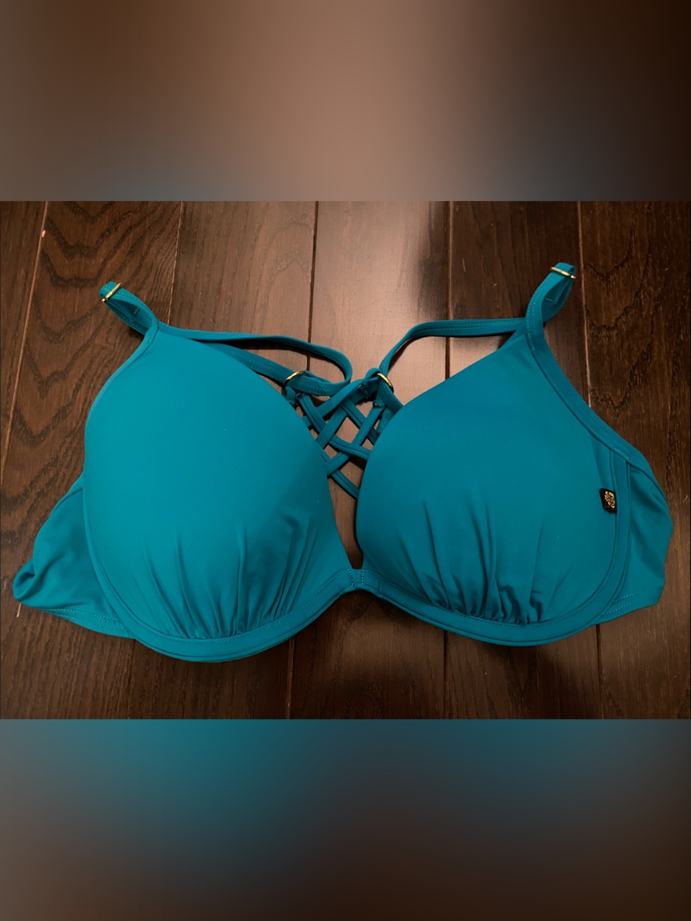 La Vie En Rose Teal Strappy Underwire Bikini Top